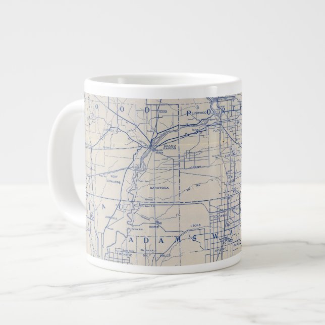 Wisconsin Bicycle Road Map 2 Large Coffee Mug (Front Left)