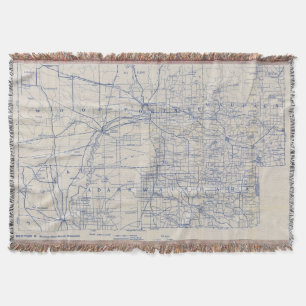 Wisconsin Bicycle Road Map 2 Throw Blanket