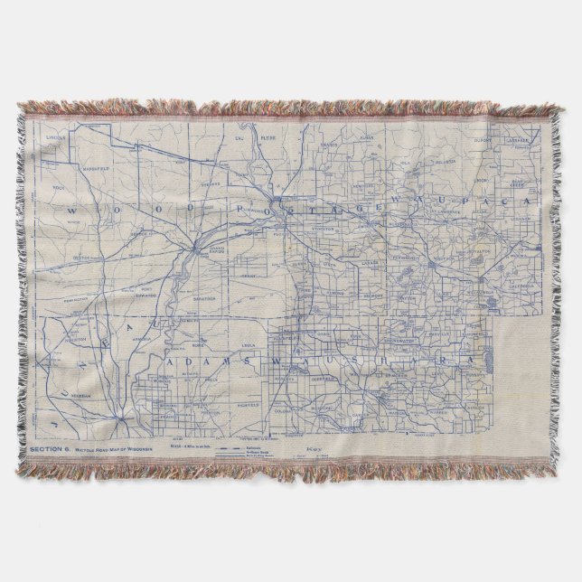 Wisconsin Bicycle Road Map 2 Throw Blanket (Front)