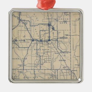 Wisconsin Bicycle Road Map 3 Metal Ornament