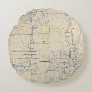 Wisconsin Bicycle Road Map 3 Round Cushion