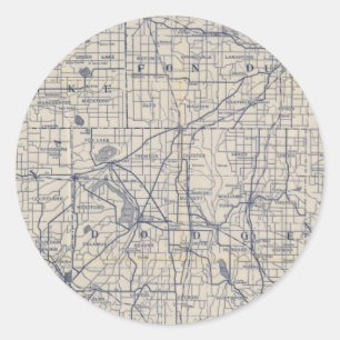 Wisconsin Bicycle Road Map 4 Classic Round Sticker