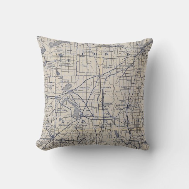Wisconsin Bicycle Road Map 4 Cushion (Front)