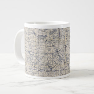 Wisconsin Bicycle Road Map 4 Large Coffee Mug