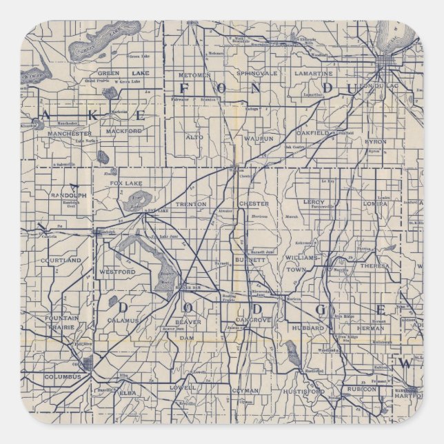 Wisconsin Bicycle Road Map 4 Square Sticker (Front)