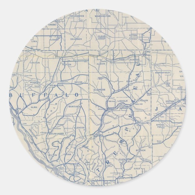 Wisconsin Bicycle Road Map 6 Classic Round Sticker (Front)