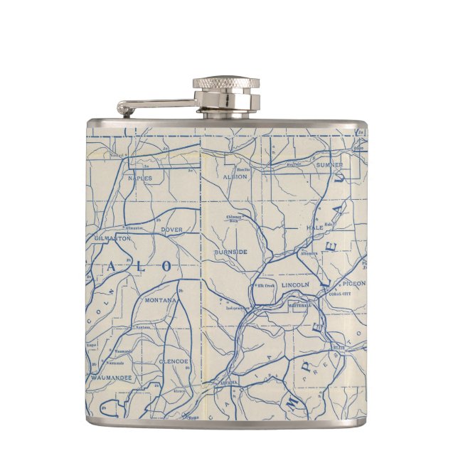 Wisconsin Bicycle Road Map 6 Hip Flask (Front)