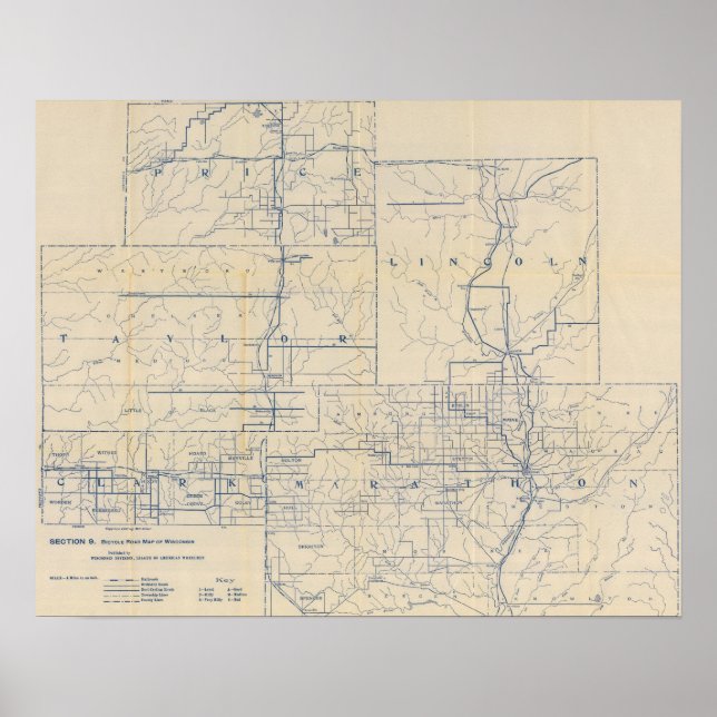 Wisconsin Bicycle Road Map 6 Poster (Front)