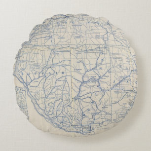 Wisconsin Bicycle Road Map 6 Round Cushion