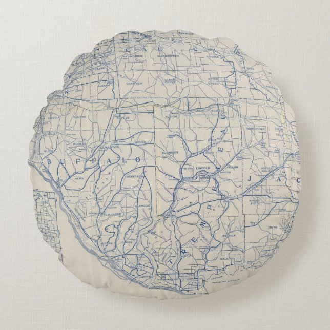 Wisconsin Bicycle Road Map 6 Round Cushion (Front)