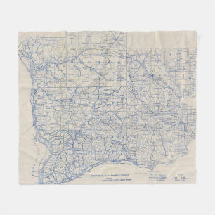 Wisconsin Bicycle Road Map Fleece Blanket