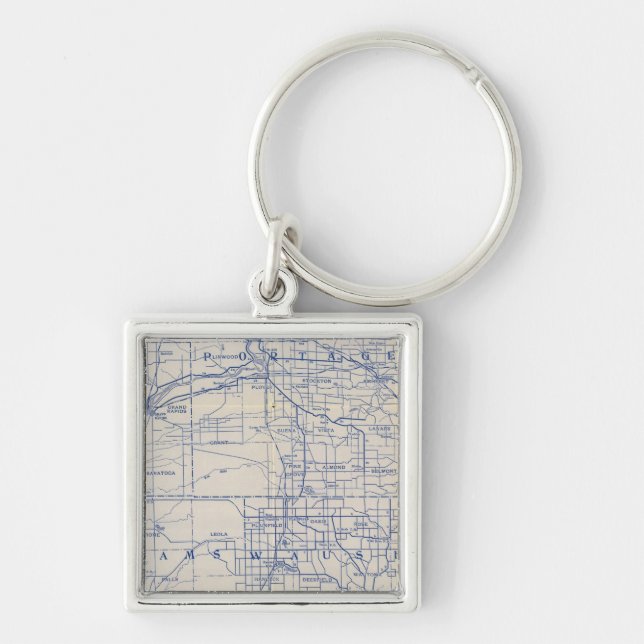 Wisconsin Bicycle Road Map Key Ring (Front)