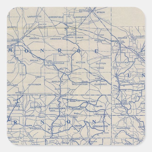 Wisconsin Bicycle Road Map Square Sticker (Front)