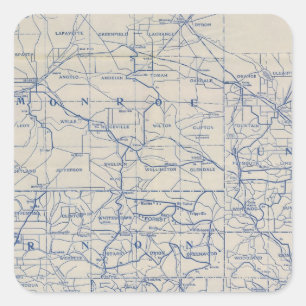 Wisconsin Bicycle Road Map Square Sticker
