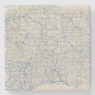 Wisconsin Bicycle Road Map Stone Coaster