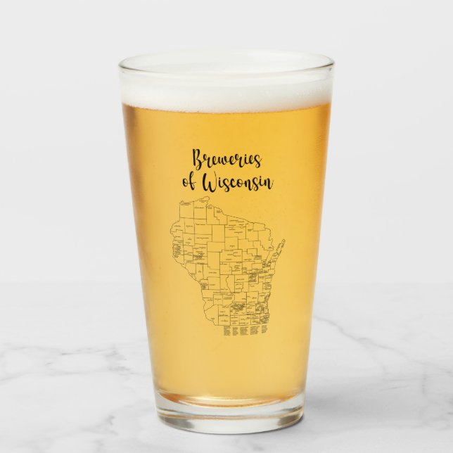 Wisconsin Brewery Themed Beer Glass (Front Filled)