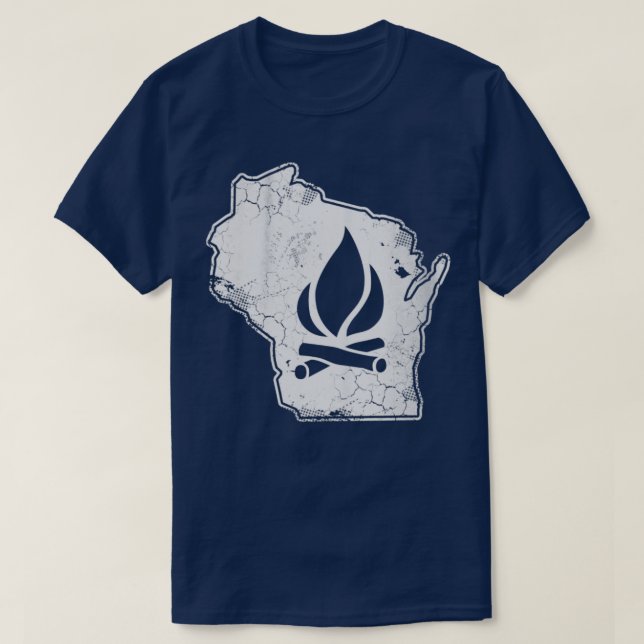 Wisconsin Camping Camp Fire Camping Outdoors T-Shirt (Design Front)