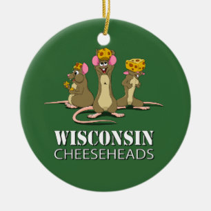 Wisconsin Cheesehead Mice Ceramic Ornament
