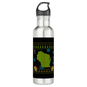 Wisconsin Christmas Ugly Shirt 710 Ml Water Bottle