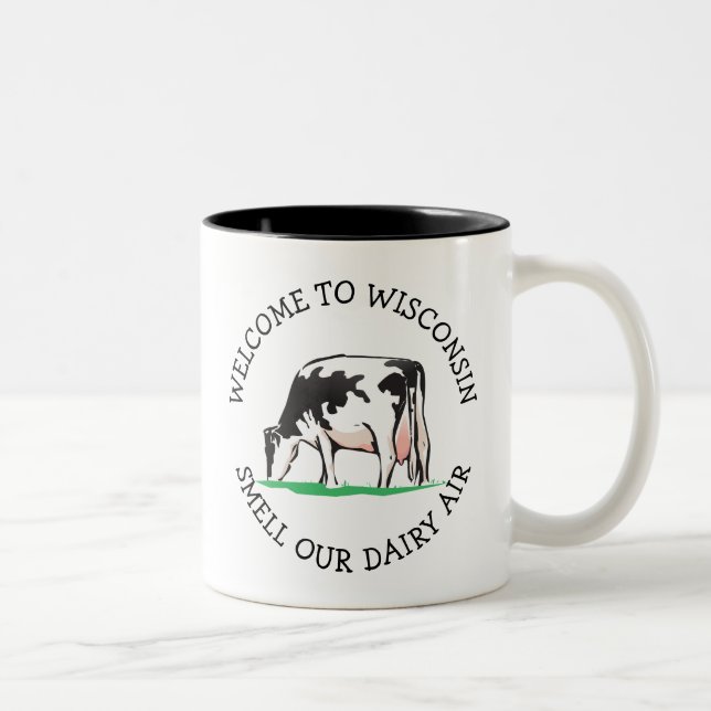 Wisconsin Cow Dairy Farmer Humour Coffee Mug (Right)