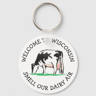 Wisconsin Cow Dairy Farmer Humour Key Chain