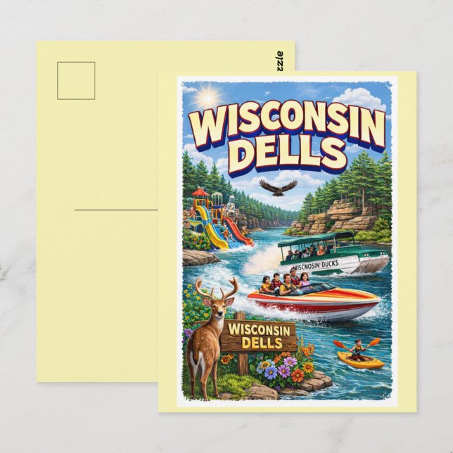 Wisconsin Dells Adventure – Waterparks and Ducks Postcard (Front/Back)