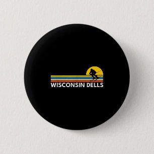 Wisconsin Dells Vintage Retro Souvenirs Skiing  6 Cm Round Badge