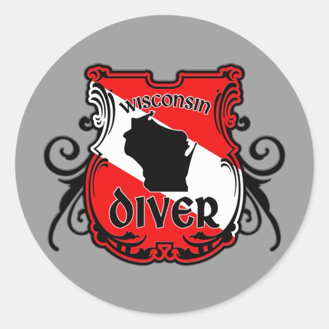 Wisconsin Diver Classic Round Sticker (Front)