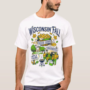 Wisconsin Fall Autumn Cheese Curds Apple Picking T-Shirt