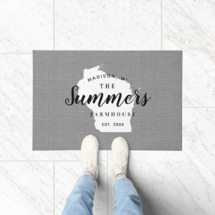 Wisconsin Family Monogram State Doormat