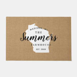 Wisconsin Family Monogram State Doormat