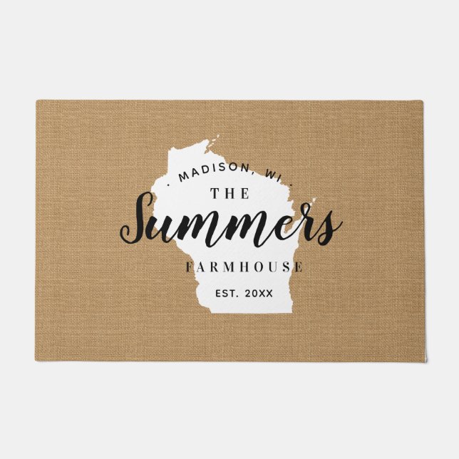 Wisconsin Family Monogram State Doormat (Front)