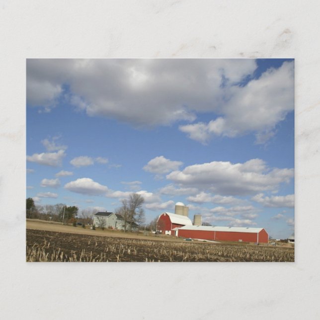 Wisconsin farm on sunny day postcard (Front)