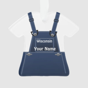 Wisconsin Farmer Bib Overalls Christmas Ornament