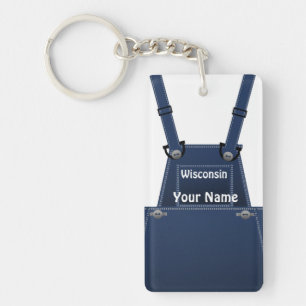 Wisconsin Farmer Bib Overalls Key Ring