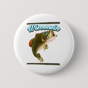 Wisconsin fishing poster 6 cm round badge