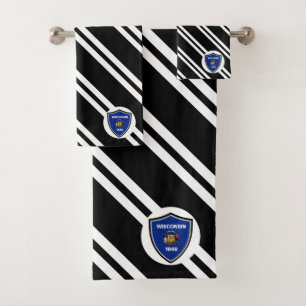 Wisconsin flag bath towel set