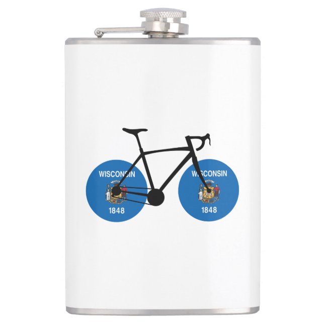 Wisconsin Flag Cycling Hip Flask (Front)