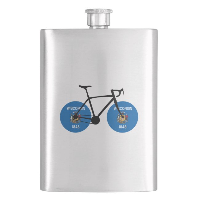 Wisconsin Flag Cycling Hip Flask (Front)