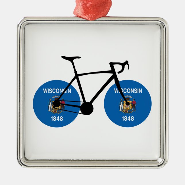 Wisconsin Flag Cycling Metal Ornament (Front)
