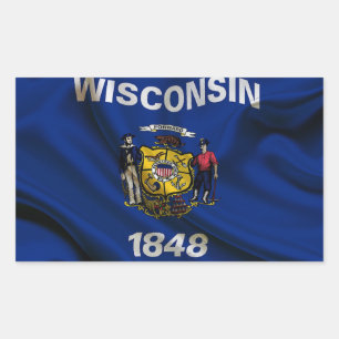 Wisconsin Flag Fabric Rectangular Sticker