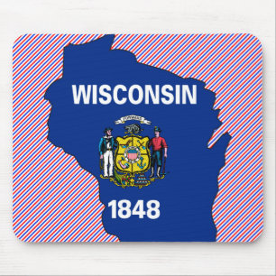 Wisconsin Flag Map Mouse Pad