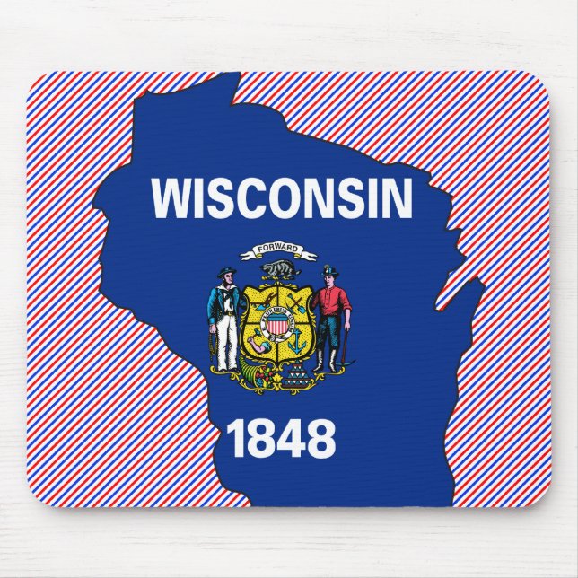 Wisconsin Flag Map Mouse Pad (Front)