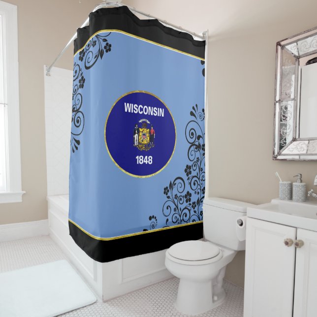 Wisconsin flag shower curtain (In Situ)