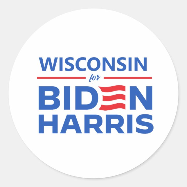 Wisconsin for Biden Harris Classic Round Sticker (Front)