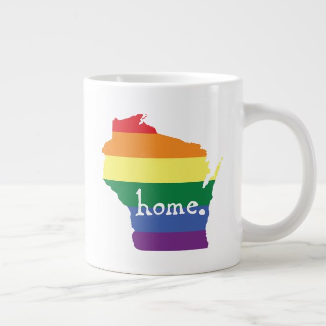 Wisconsin Gay Pride | Map of Home Large Coffee Mug (Right)