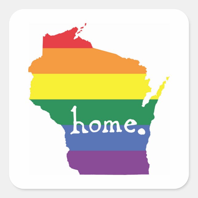 Wisconsin Gay Pride | Map of Home Square Sticker (Front)