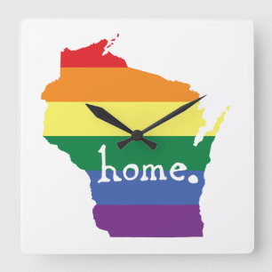 Wisconsin Gay Pride Map of Home Square Wall Clock