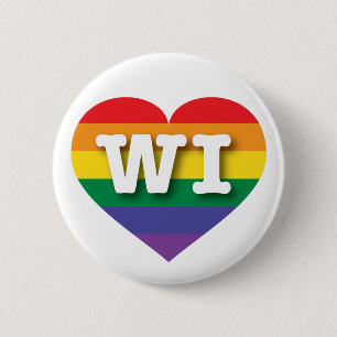 Wisconsin Gay Pride Rainbow Heart - Big Love 6 Cm Round Badge