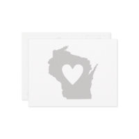 Wisconsin Grey State Map Shape with Heart Cutout
